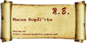 Macsa Bogárka névjegykártya